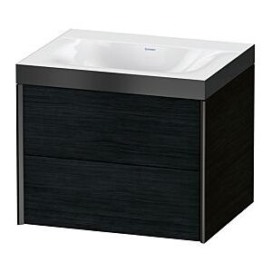 Duravit XViu Waschtisch-Unterschrank XV4614NB216P 60x48cm, 2 Schubkästen, ohne Hahnloch, schwarz matt, Rahmen P, Eiche schwarz