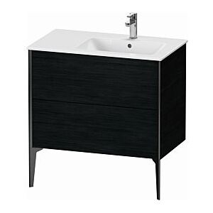 Duravit XViu Waschtisch-Unterschrank XV44870B216 81x48x59,4cm, 2 Auszüge, Becken rechts, schwarz matt, Eiche schwarz