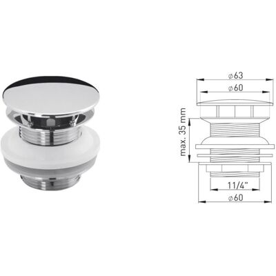 ASW Design-Schaftventil 107503 1 1/4" x Ø 60 mm, mit Haube, Schaftlänge 50 mm ASW Design-Schaftventil 107503 1 1/4" x Ø 60 mm, mit Haube, Schaftlänge 50 mm