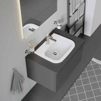 Duravit D-code Einbauwaschtisch mit 1 Hahnloch und Überlauf - Weiß Hochglanz Duravit D-code Einbauwaschtisch mit 1 Hahnloch und Überlauf - Weiß Hochglanz