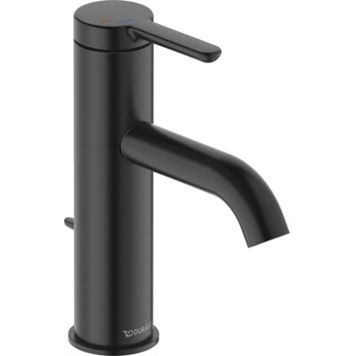 Duravit C.1 Waschtischmischer - 113mm Ausladung, Schwarz Matt, Einhebel, Automatischer Ablauf Duravit C.1 Waschtischmischer - 113mm Ausladung, Schwarz Matt, Einhebel, Automatischer Ablauf