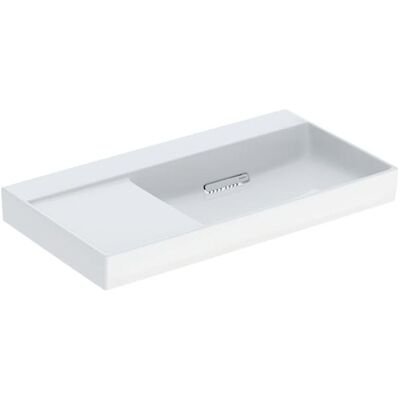 Geberit Weiß Wandwaschbecken mit Ablage links - 90cm - Horizontaler Ablauf Geberit Weiß Wandwaschbecken mit Ablage links - 90cm - Horizontaler Ablauf