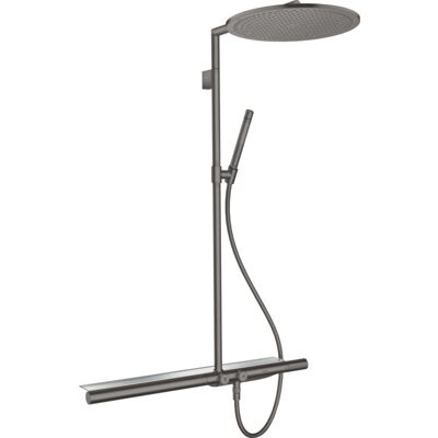 Hansgrohe Axor Showerpipe - Brushed Black Chrome - Thermostat, Kopf- & Handbrause Hansgrohe Axor Showerpipe - Brushed Black Chrome - Thermostat, Kopf- & Handbrause