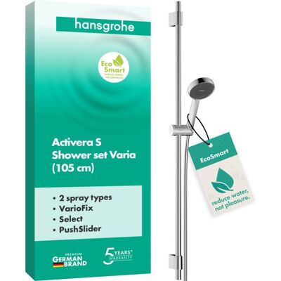 Hansgrohe Activera Select S Duschset 28050000 2 Strahlarten wassersparend mit Duschstange Varia, Ø 95mm, Ausführung 105, chrom Hansgrohe Activera Select S Duschset 28050000 2 Strahlarten wassersparend mit Duschstange Varia, Ø 95mm, Ausführung 105, chrom
