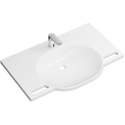 Hewi Weißes Mineralguss-Waschtisch-Set - Wandwaschtisch Hewi Weißes Mineralguss-Waschtisch-Set - Wandwaschtisch