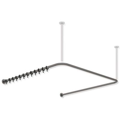Hewi System 900 Vorhangstange - Edelstahl, Dunkelgrau Perlmica, Verstellbar Hewi System 900 Vorhangstange - Edelstahl, Dunkelgrau Perlmica, Verstellbar