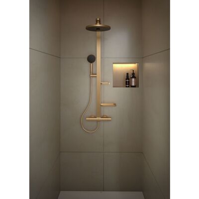 Ideal Standard Duschsystem BD583BR 356x501x1113 mm, 2 Ablagen, Handbrause und Kopfbrause, Bronze Ideal Standard Duschsystem BD583BR 356x501x1113 mm, 2 Ablagen, Handbrause und Kopfbrause, Bronze