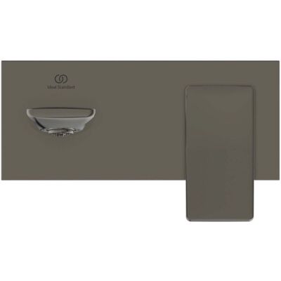 Ideal Standard Wand-Waschtischarmatur - 180mm Ausladung - Magnetisch Grau - Quadratische Rosette - Set 2 Ideal Standard Wand-Waschtischarmatur - 180mm Ausladung - Magnetisch Grau - Quadratische Rosette - Set 2