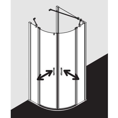 Kermi Liga Viertelkreis-Duschkabine - Silber Mattglanz - 80x185cm Kermi Liga Viertelkreis-Duschkabine - Silber Mattglanz - 80x185cm