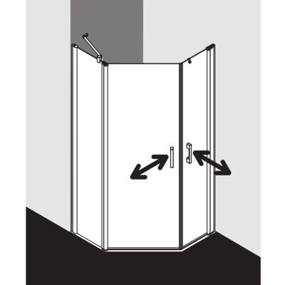 Kermi Pega 100x100x185cm - Silber Hochglanz Fünfeckdusche Kermi Pega 100x100x185cm - Silber Hochglanz Fünfeckdusche