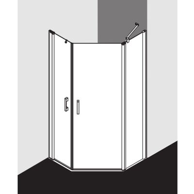 Kermi Pega Fünfeck-Duschkabine PE43L09020VAK 90x90x200cm, silber hochglanz, ESG klar, links Kermi Pega Fünfeck-Duschkabine PE43L09020VAK 90x90x200cm, silber hochglanz, ESG klar, links