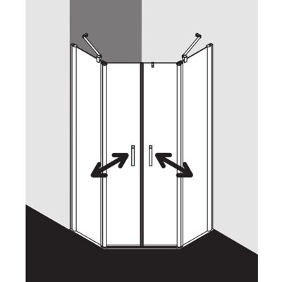 Kermi Pega Fünfeck-Duschkabine - Sicherheitsglas, Silber Hochglanz, 100x100x185cm Kermi Pega Fünfeck-Duschkabine - Sicherheitsglas, Silber Hochglanz, 100x100x185cm