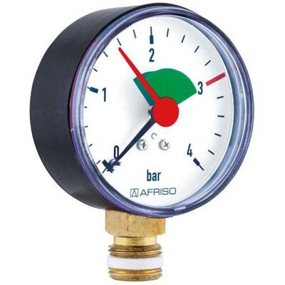 Afriso Rohrfedermanometer 63910 0/4 bar, G 3/8 B, Gehäuse-d= 63mm Afriso Rohrfedermanometer 63910 0/4 bar, G 3/8 B, Gehäuse-d= 63mm