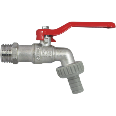 AquaCraft Auslaufventil 1 Zoll 1001000130 mit rotem Stahlhebelgriff , messing verchromt AquaCraft Auslaufventil 1 Zoll 1001000130 mit rotem Stahlhebelgriff , messing verchromt