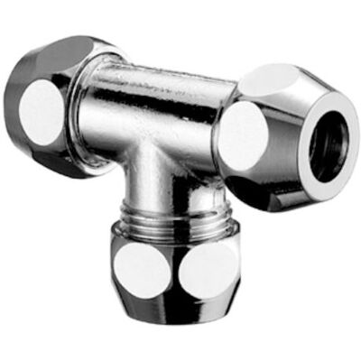 Schell Messing T-Stück für Kupferrohre 12 mm - Chrom - Rohrverbindung Schell Messing T-Stück für Kupferrohre 12 mm - Chrom - Rohrverbindung