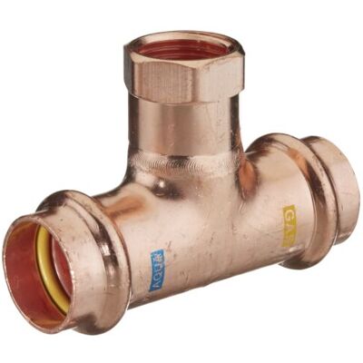 Schmidt, Hermann HS AQUAGAS V T-Stück 18 mm x 1/2 Zoll x 18 mm 45120181218 Kupfer, IG, Press Copper, Fitting für Gas und Wasser Schmidt, Hermann HS AQUAGAS V T-Stück 18 mm x 1/2 Zoll x 18 mm 45120181218 Kupfer, IG, Press Copper, Fitting für Gas und Wasser
