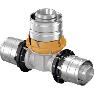 Uponor Press-T-Stück 1014996 - Messing 25x16x16 mm Reduziert - Dichtheitstest Uponor Press-T-Stück 1014996 - Messing 25x16x16 mm Reduziert - Dichtheitstest