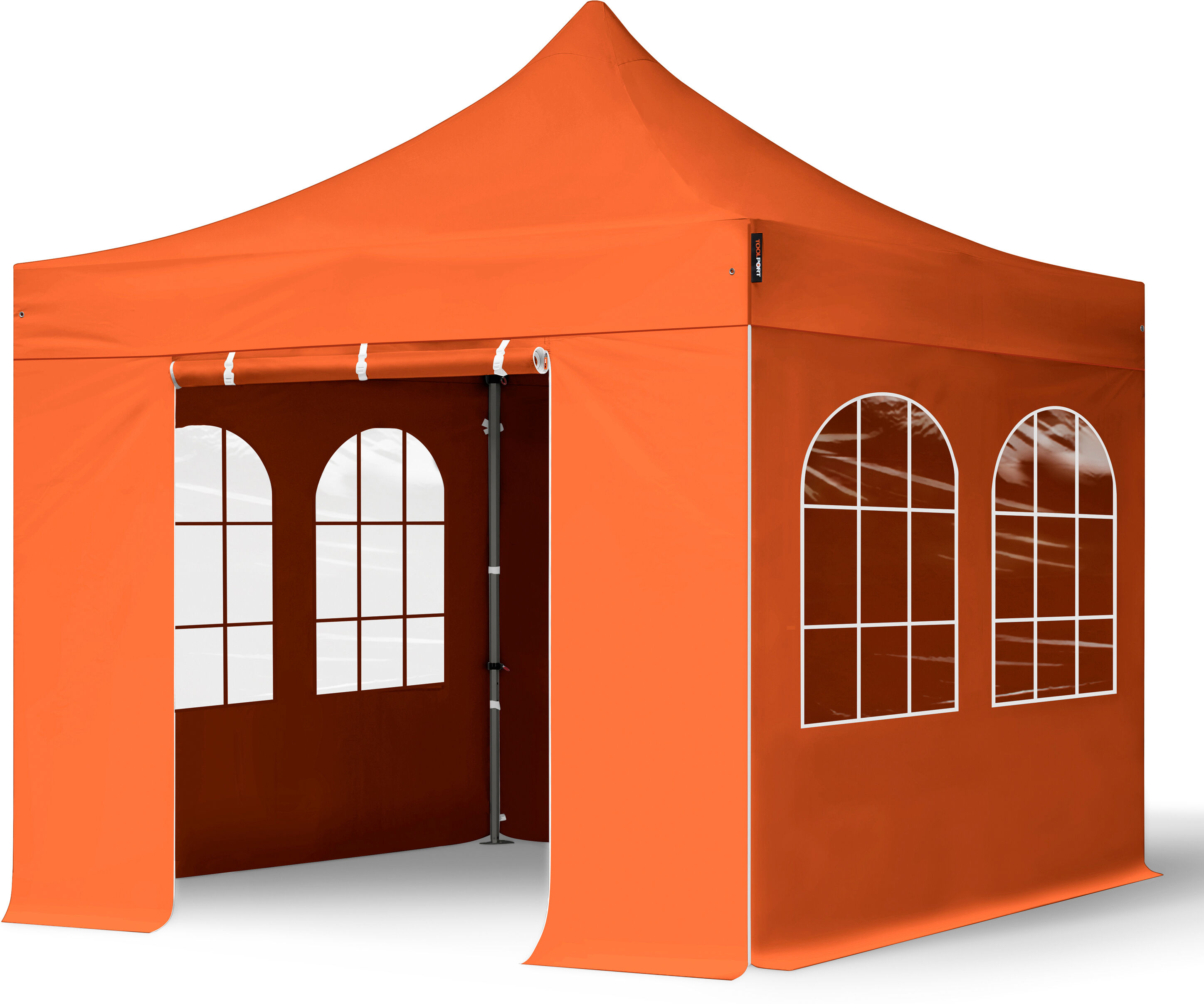 TOOLPORT Faltpavillon 3x3m Hochleistungspolyester 350 g/m² orange wasserdicht Faltzelt, Klappzelt