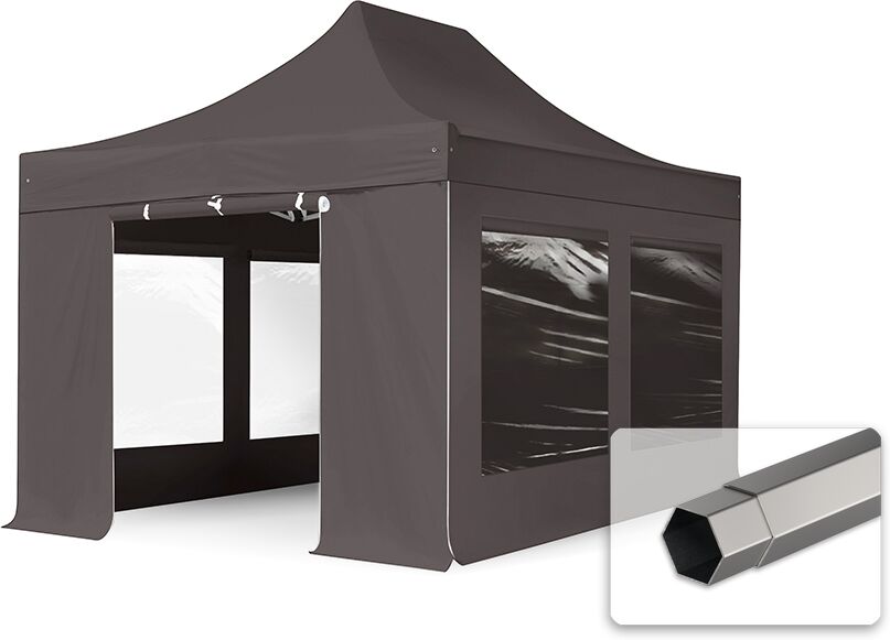 TOOLPORT Faltpavillon 3x4,5m Hochleistungspolyester 350 g/m² dunkelgrau wasserdicht Faltzelt, Klappzelt TOOLPORT Faltpavillon 3x4,5m Hochleistungspolyester 350 g/m² dunkelgrau wasserdicht Faltzelt, Klappzelt