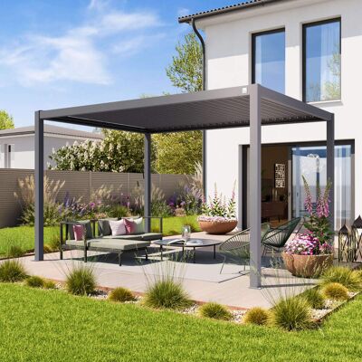 PRIMEYARD 3x4m Pergola in Perlgrau; mit Lamellendach in Perlgrau - (400107) PRIMEYARD 3x4m Pergola in Perlgrau; mit Lamellendach in Perlgrau - (400107)