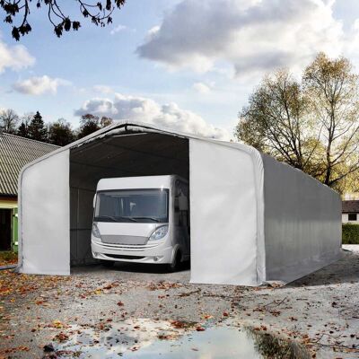 TOOLPORT 8x24m Zeltgarage, PVC-Plane, grau, mit Statik (Erduntergrund) - (99473) TOOLPORT 8x24m Zeltgarage, PVC-Plane, grau, mit Statik (Erduntergrund) - (99473)