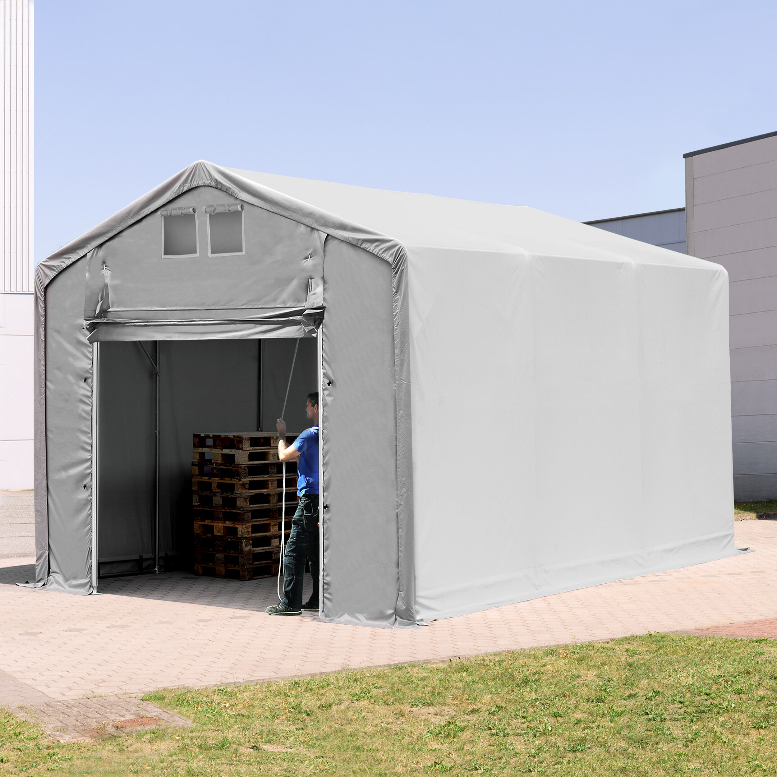 TOOLPORT Zelthalle 3x6m PVC 550 g/m² grau wasserdicht Industriezelt TOOLPORT Zelthalle 3x6m PVC 550 g/m² grau wasserdicht Industriezelt
