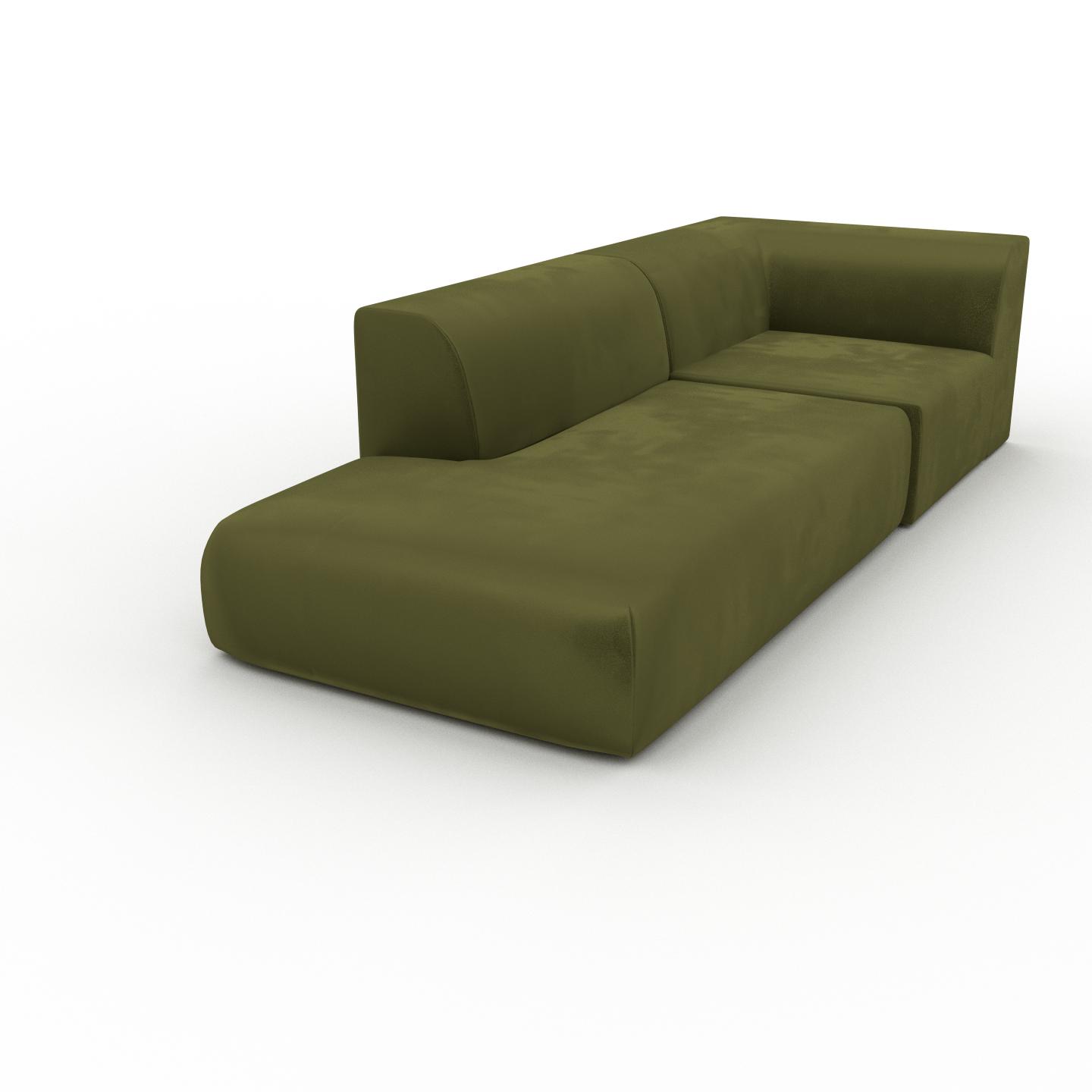MYCS Sessel Samt Olivgrün - Eleganter Sessel: Hochwertige Qualität, einzigartiges Design - 107 x 72 x 267 cm, Individuell konfigurierbar