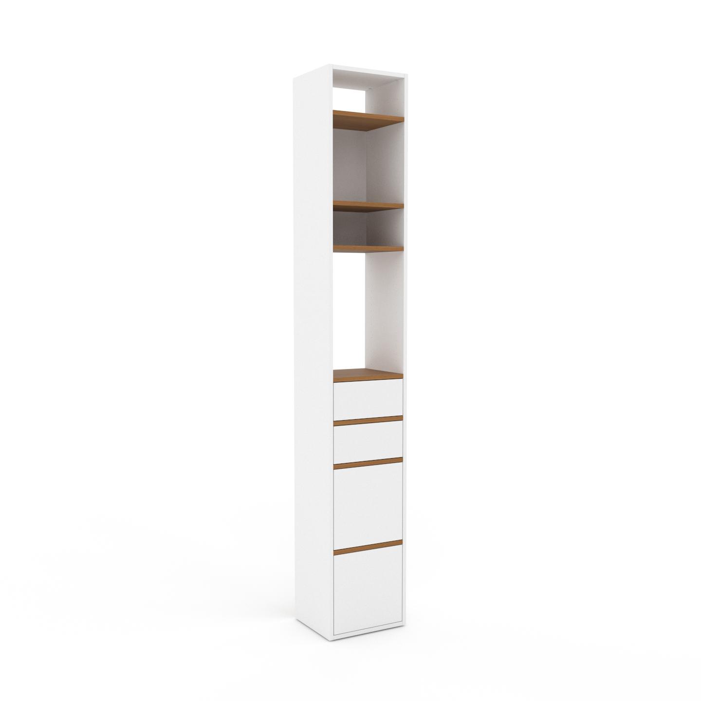 MYCS Aktenschrank Weiß - Büroschrank: Schubladen in Weiß & Türen in Weiß - Hochwertige Materialien - 41 x 253 x 35 cm, Modular