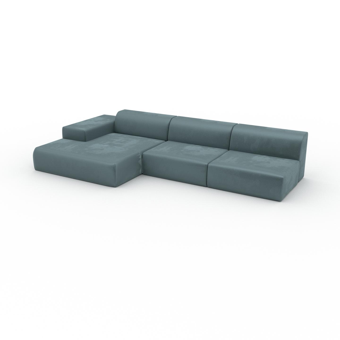 MYCS Ecksofa Samt Ozeangrün - Flexible Designer-Polsterecke, L-Form: Beste Qualität, einzigartiges Design - 350 x 72 x 168 cm, konfigurierbar