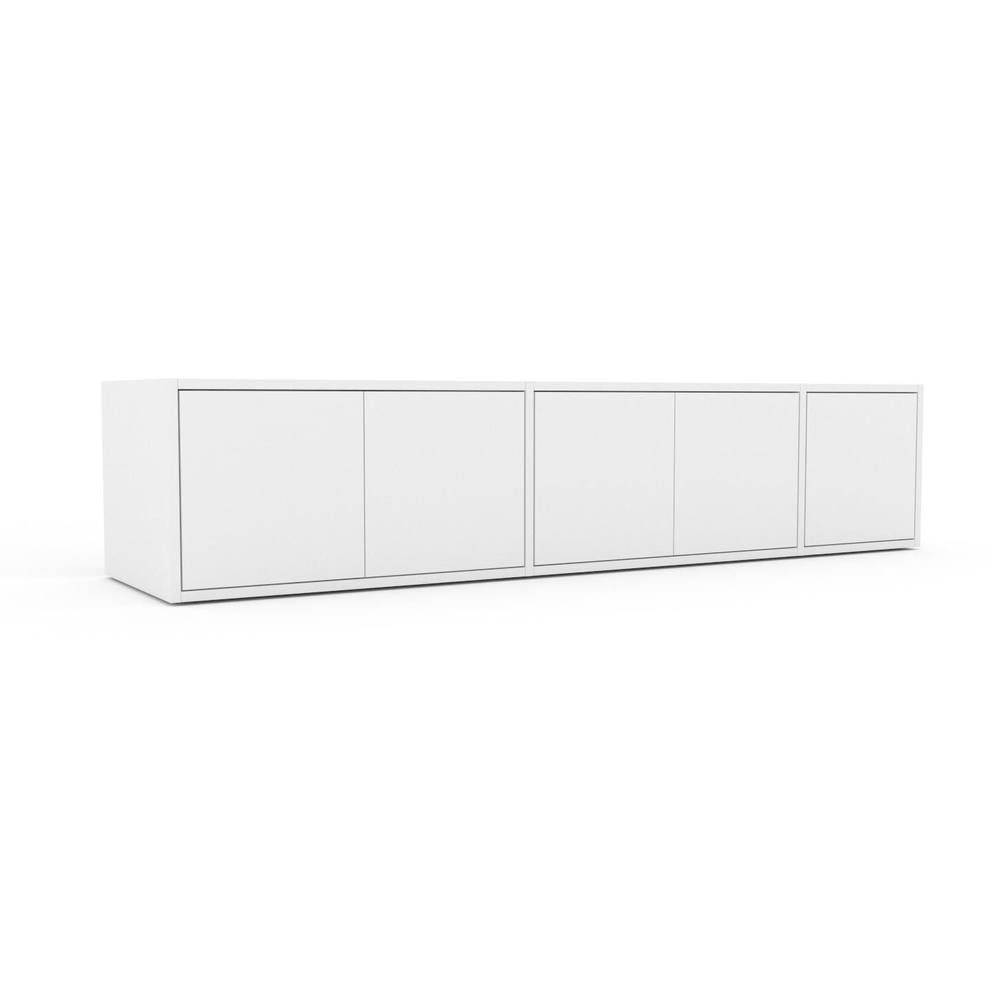 MYCS Bücherregal Weiß - Modernes Regal für Bücher: Türen in Weiß - 190 x 41 x 47 cm, Individuell konfigurierbar