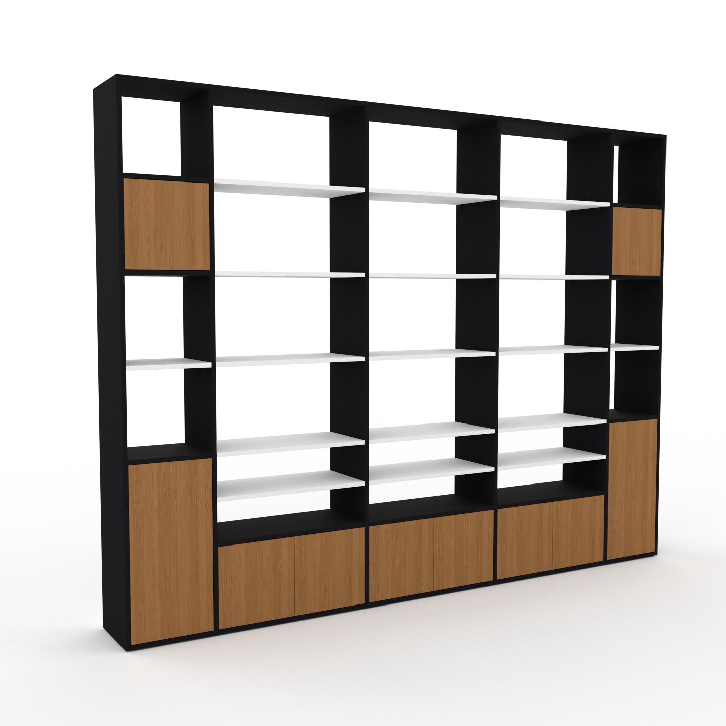 MYCS Bücherregal Eiche - Modernes Regal für Bücher: Türen in Eiche - 303 x 233 x 35 cm, Individuell konfigurierbar