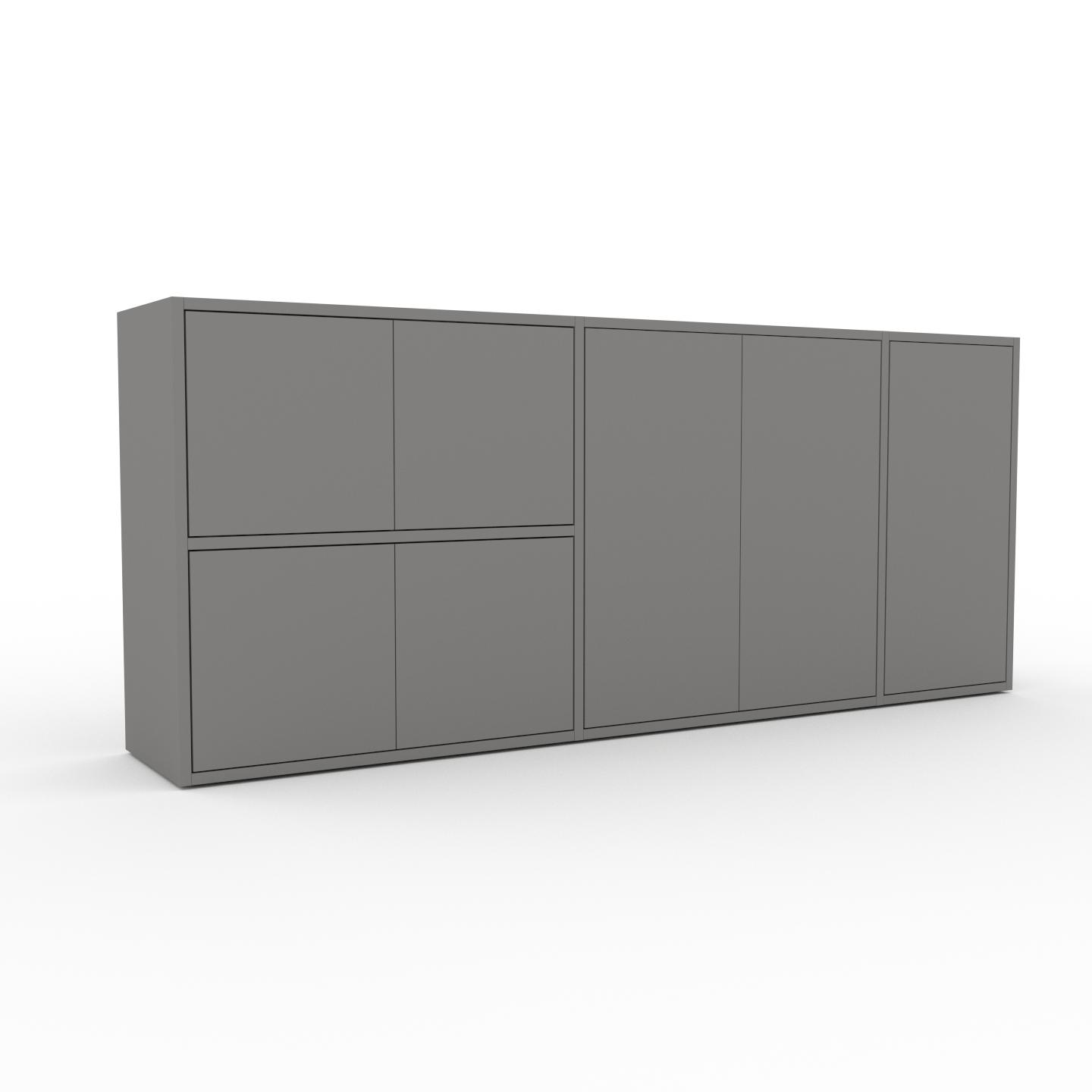 MYCS Bücherregal Grau - Modernes Regal für Bücher: Türen in Grau - 190 x 80 x 35 cm, Individuell konfigurierbar