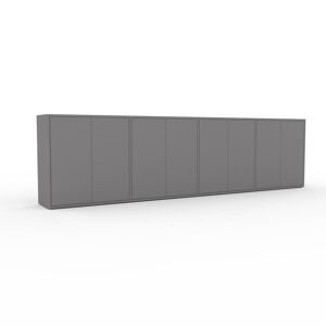 MYCS Bücherregal Grau - Modernes Regal für Bücher: Türen in Grau - 300 x 79 x 34 cm, Individuell konfigurierbar