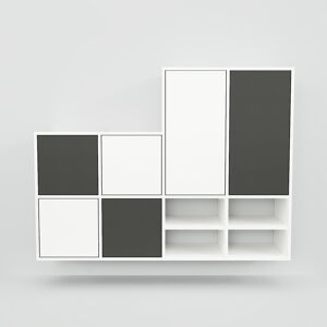 MYCS Hängeschrank Weiß - Moderner Wandschrank: Türen in Graphitgrau - 156 x 118 x 34 cm, konfigurierbar
