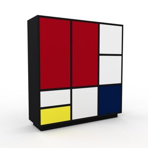 MYCS Bücherregal Terrakotta - Modernes Regal für Bücher: Schubladen in Weiß & Türen in Weiß - 118 x 123 x 34 cm, konfigurierbar