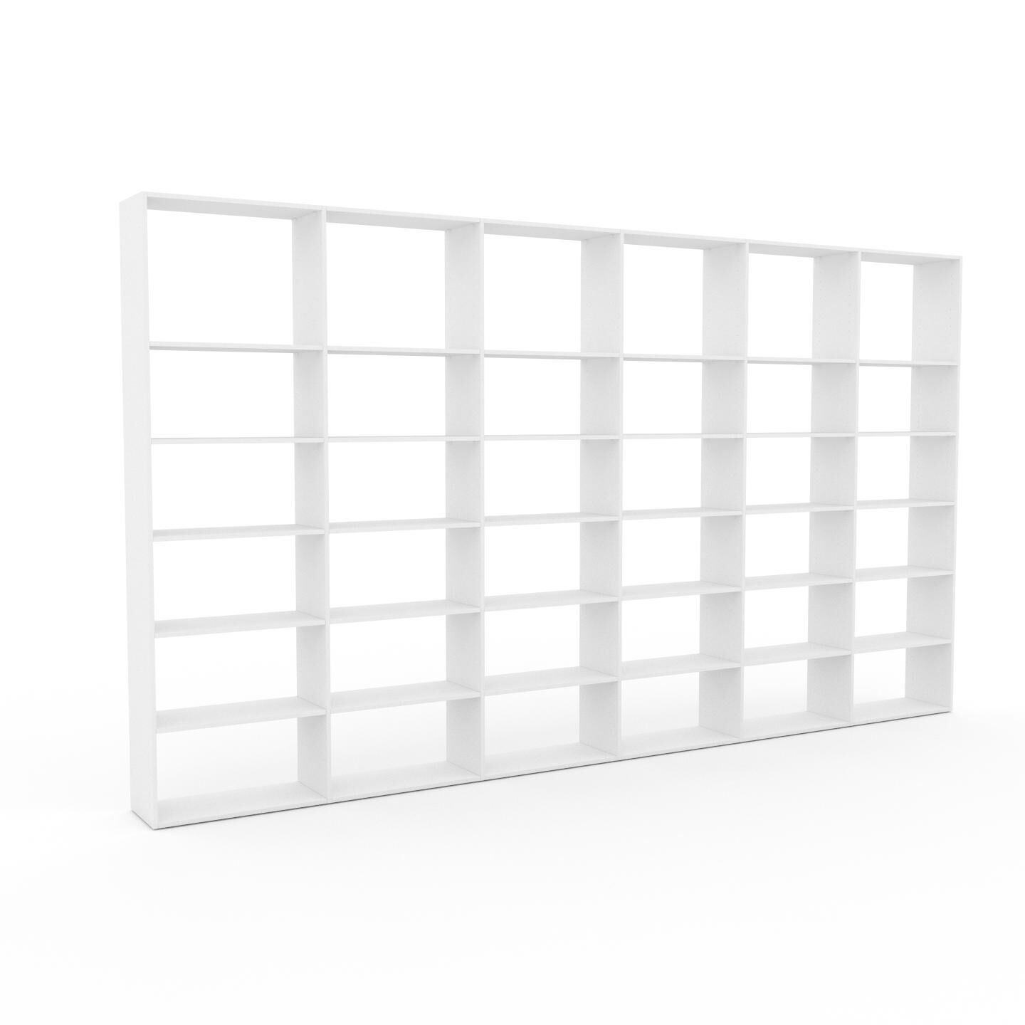 MYCS Bücherregal Weiß - Modernes Regal für Bücher: Hochwertige Qualität, einzigartiges Design - 450 x 253 x 35 cm, Individuell konfigurierbar