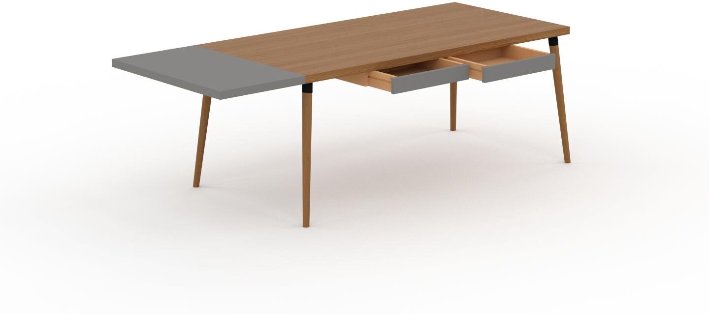 MYCS Schreibtisch Massivholz Eiche - Moderner Massivholz-Schreibtisch: mit 2 Schublade/n - Hochwertige Materialien - 230 x 75 x 90 cm, konfigurierbar