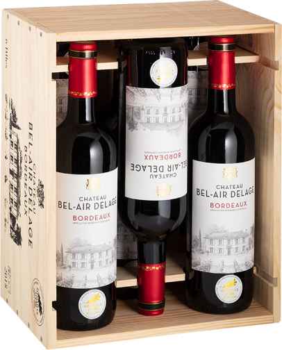 Château Bel-Air Delage 6er-Holzkiste Bordeaux Rouge - 2018 - Château Bel-Air Delage - Weinpakete