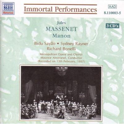 Bonelli - GEBRAUCHT Massenet: Manon (Gesamtaufnahme) (Aufnahme New York 13.02.1937) - Preis vom 15.07.2026 07:40:39 h Bonelli - GEBRAUCHT Massenet: Manon (Gesamtaufnahme) (Aufnahme New York 13.02.1937) - Preis vom 15.07.2026 07:40:39 h