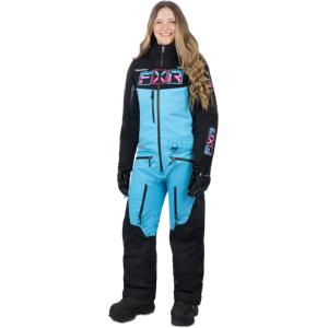 Anzug FXR Maverick F.A.S.T. Insulated Schwarz-Himmelblau-Elektrikrosa Damen 12 (L)