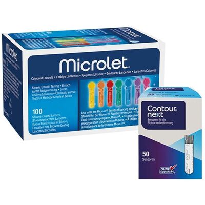 Microlet Lanzetten & Contour Next Sensoren Teststreifen 100+50 St Microlet Lanzetten & Contour Next Sensoren Teststreifen 100+50 St