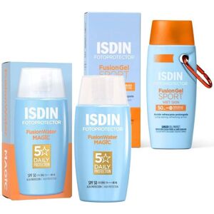 Isdin Fusion Water Magic Sonnencreme Gesicht LSF 50 + Gel Sport Sonnenschutzg 50+100 ml Isdin Fusion Water Magic Sonnencreme Gesicht LSF 50 + Gel Sport Sonnenschutzg 50+100 ml