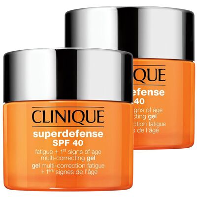 2x Clinique Superdefense SPF 40 Fatigue + 1st Signs Of Age Multi-Correcting Gel 2x50 ml Creme 2x Clinique Superdefense SPF 40 Fatigue + 1st Signs Of Age Multi-Correcting Gel 2x50 ml Creme