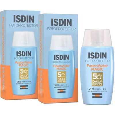 Isdin Fotoprotector Fusion Water Magic LSF 50 ultra-leichte Sonnencreme für das Gesicht Do 2x50 ml Emulsion Isdin Fotoprotector Fusion Water Magic LSF 50 ultra-leichte Sonnencreme für das Gesicht Do 2x50 ml Emulsion