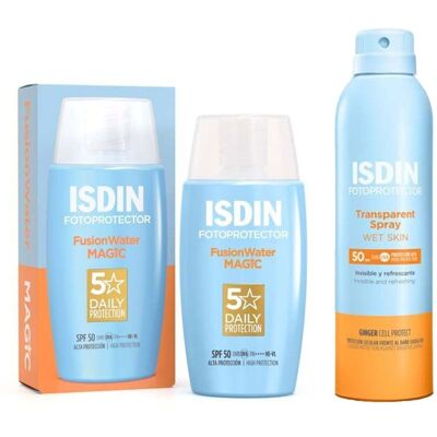 Isdin Fusion Water Magic Sonnencreme Gesicht LSF 50 + Transparent Sonnenspray WET SK 50+250 ml Set Isdin Fusion Water Magic Sonnencreme Gesicht LSF 50 + Transparent Sonnenspray WET SK 50+250 ml Set
