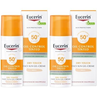 Eucerin Sun Oil Control tinted Creme LSF 50+ hell 2x 2x50 ml Eucerin Sun Oil Control tinted Creme LSF 50+ hell 2x 2x50 ml