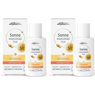 medipharma cosmetics Sonne Schutz & Pflege Fluid ultraleicht LSF 50+ 2x 2x50 ml Lotion medipharma cosmetics Sonne Schutz & Pflege Fluid ultraleicht LSF 50+ 2x 2x50 ml Lotion