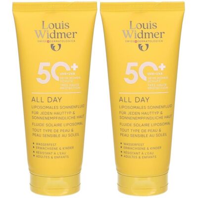 Louis Widmer Widmer Sun All Day UV 50+ o.P. 2x 2x100 ml Emulsion Louis Widmer Widmer Sun All Day UV 50+ o.P. 2x 2x100 ml Emulsion