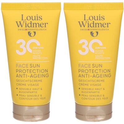 Louis Widmer Widmer Sun Face Protection Anti-Age UV 30 l.P. 2x 2x50 ml Creme Louis Widmer Widmer Sun Face Protection Anti-Age UV 30 l.P. 2x 2x50 ml Creme