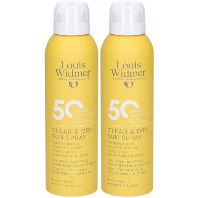 Louis Widmer Widmer Sun Clear & Dry Spray UV 50 l.P. 2x 2x200 ml Louis Widmer Widmer Sun Clear & Dry Spray UV 50 l.P. 2x 2x200 ml